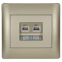 Πρίζα Διπλή Δικτύου RJ45 + RJ45-CAT5 Metallic Champagne MetallicChampagne21