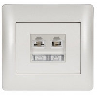 Πρίζα Τηλεφώνου Διπλή RJ11+RJ11 Metallic Λευκό MetallicWhite5