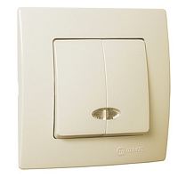 Διακόπτης Διπλός Με Φωτεινή Ενδειξη Λειτουργείας Μπεζ MPEZ8