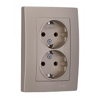 Πρίζα Σούκο Διπλή Χρυσό Ματ XRUSO7