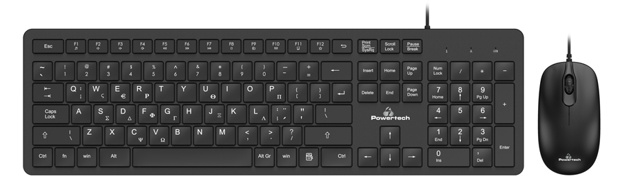 POWERTECH set ποντίκι πληκτρολόγιο PT-838 ενσύρματο 100