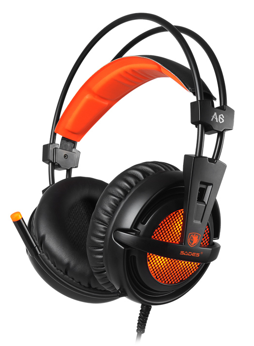 SADES Gaming Headset A6 multiplatform USB LED μαύρα AKO