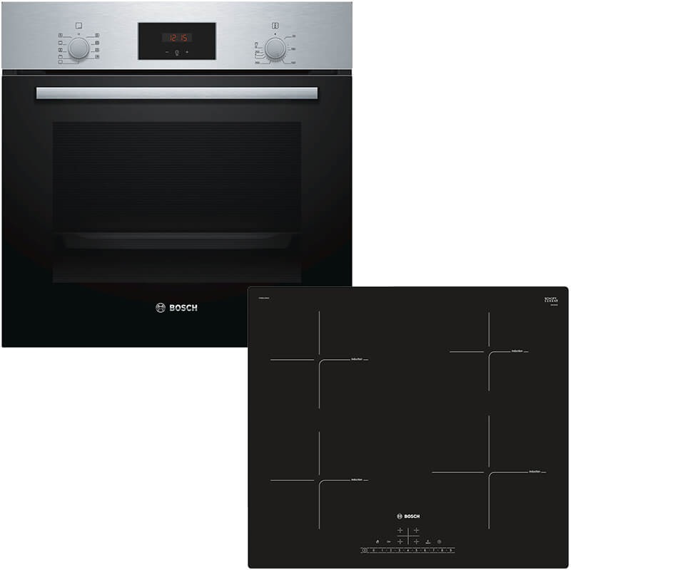 Bosch ΣΕΤ ʼνω Πάγκου Φούρνος HBF114ES0 Εστία PUE611FB1E