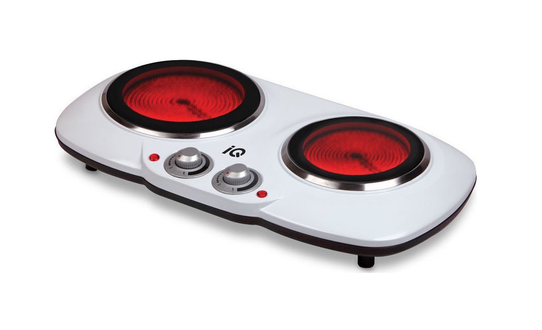 IQ Διπλή Κεραμική Εστία KC-1243 Λευκή KC-1243