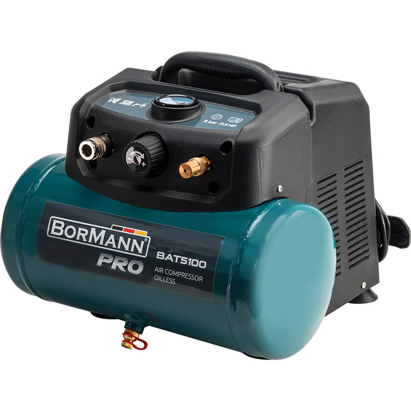 BORMANN Pro BAT5100 Αεροσυμπιεστής Oil-Less 1.5Hp/6Lt 035541