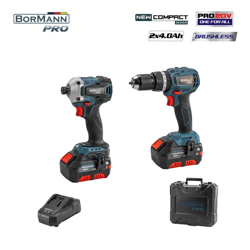 BORMANN Pro BBP5003 Σετ Δραπ/βιδο Κρουστικό Compact Brushless 20V Παλμικό Κατσαβίδι X2 Μπαταρίες 078661