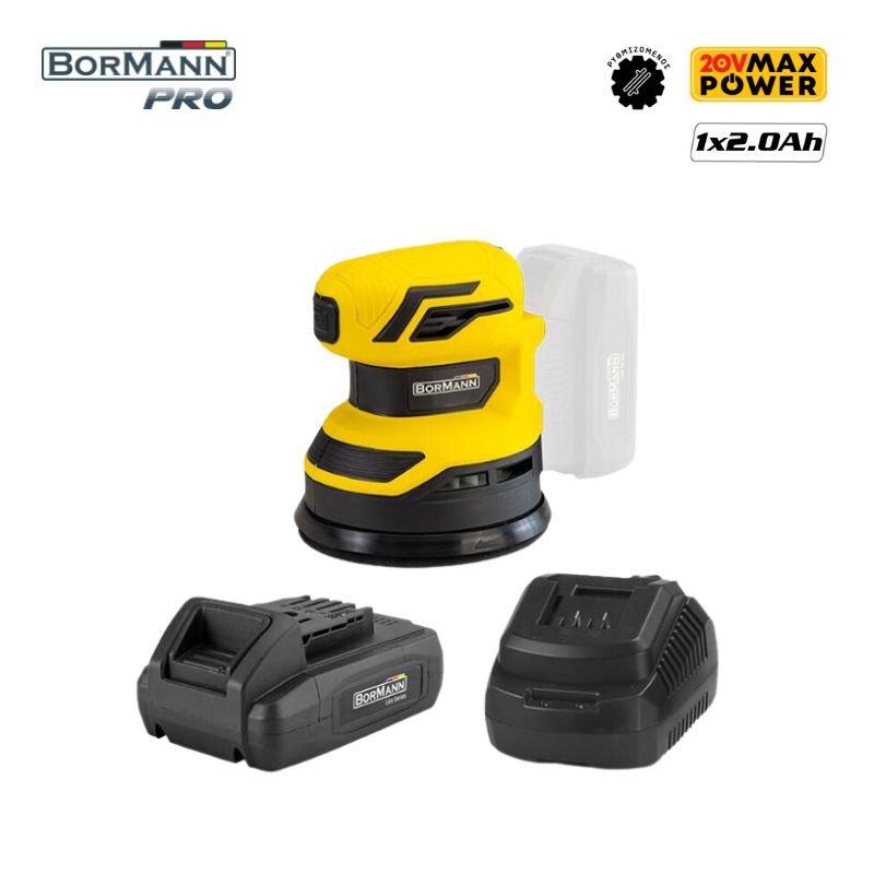BORMANN BCD4100 Τριβείο Έκκεντρο Μπαταρίας 20V,Li-Ion με Μπαταρία 2.0Ah Φορτιστή 078456