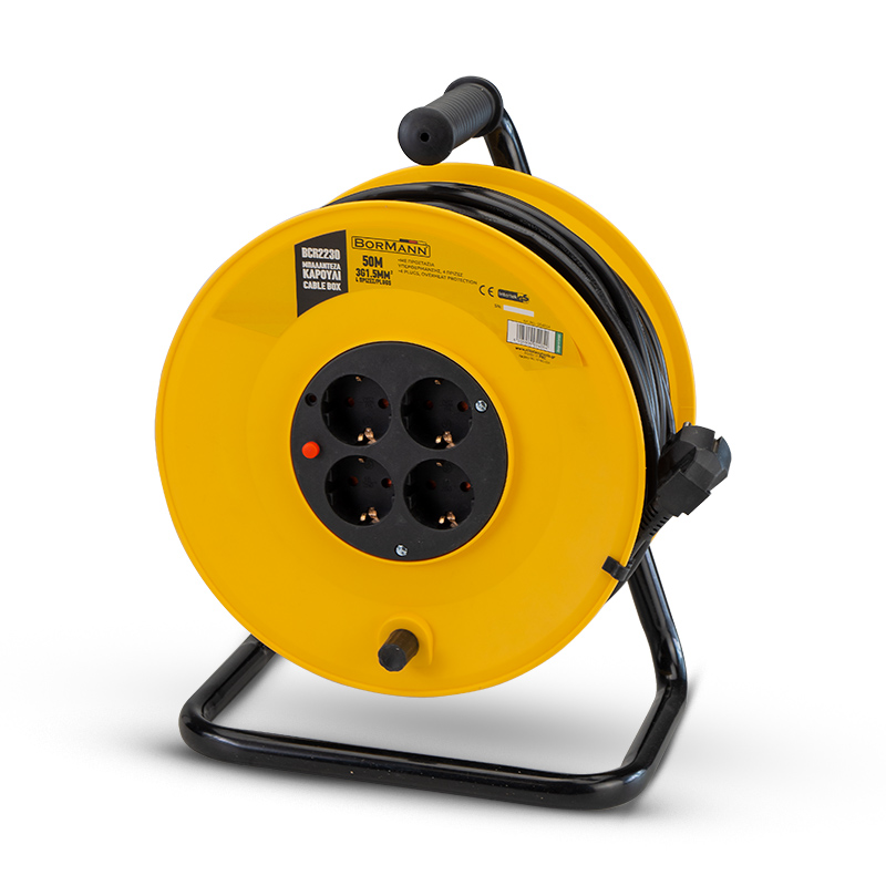BORMANN BCR2230 Μπαλαντέζα Καρούλι Με Προστασία Υπερθέρμανσης 50m 3X1.5mm, 4 Πρίζες 054054